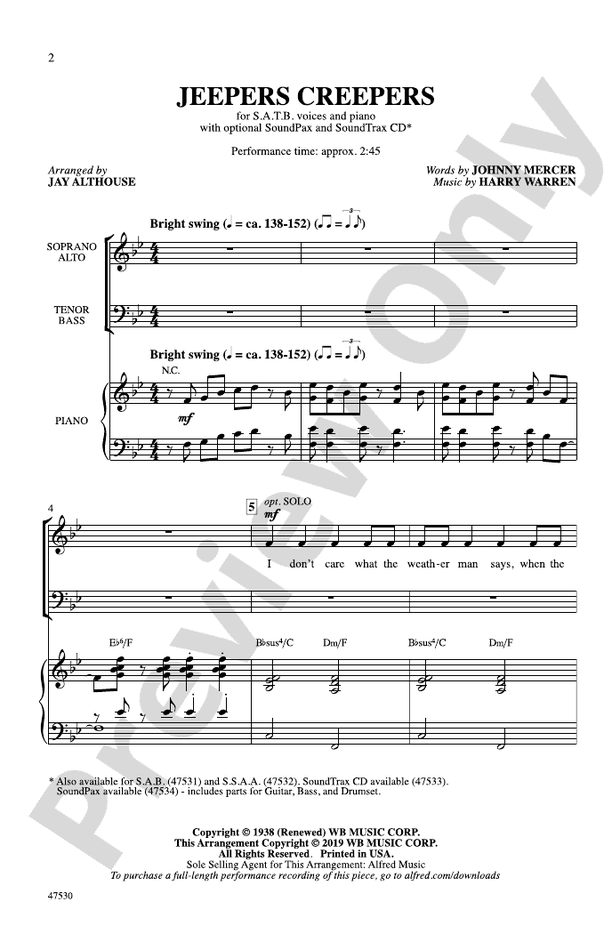 Jeepers Creepers – SATB Choral Octavo (Digital Download)