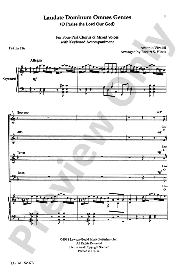 Laudate Dominum Omnes Gentes – SATB Choral Octavo (Digital Download)