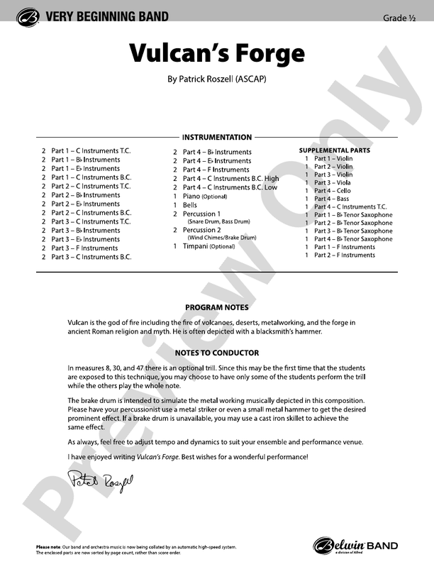 Vulcan's Forge (Flexible Arrangement) - Concert Band Conductor Score & Parts (Digital Download)