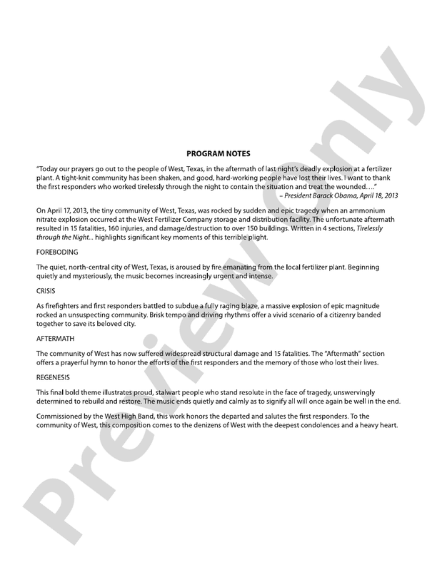 Tirelessly Through the Night... - Concert Band Conductor Score & Parts(Digital Download)