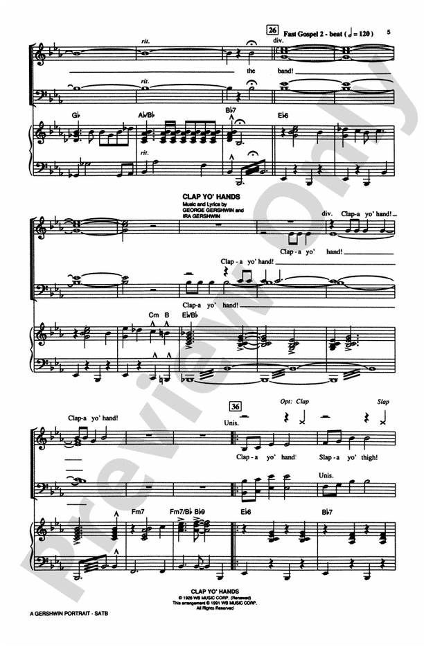 A Gershwin Portrait! The Music of George and Ira Gershwin - SATB Choral Octavo (Digital Download)