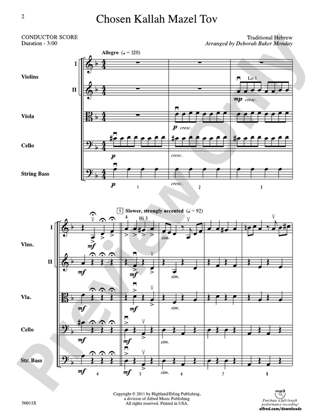Chosen Kallah Mazel Tov – String Orchestra Conductor Score & Parts (Digital Download)