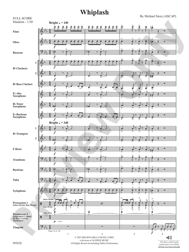 Whiplash - Concert Band Conductor Score & Parts (Digital Download)