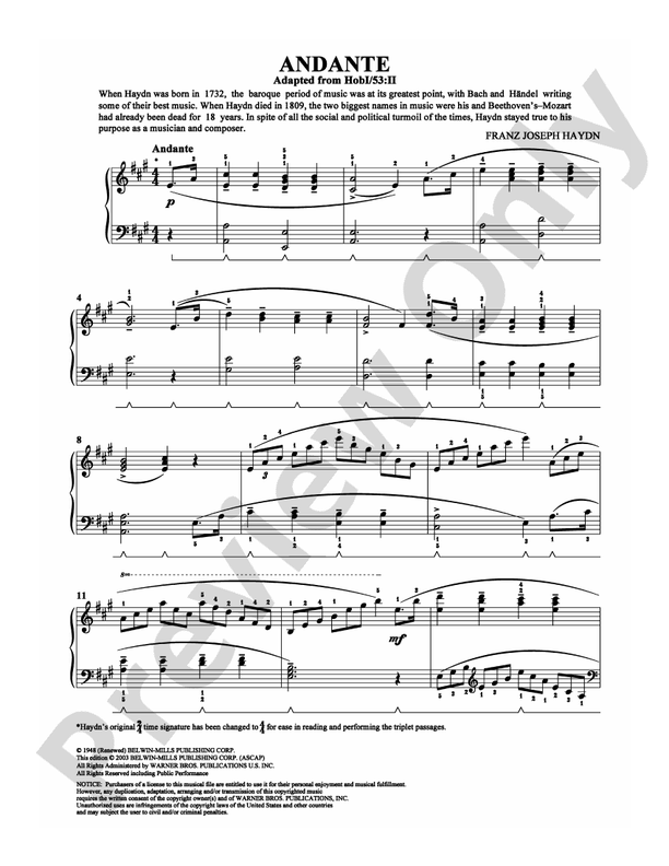 Haydn - Andante - Piano (Digital Download)