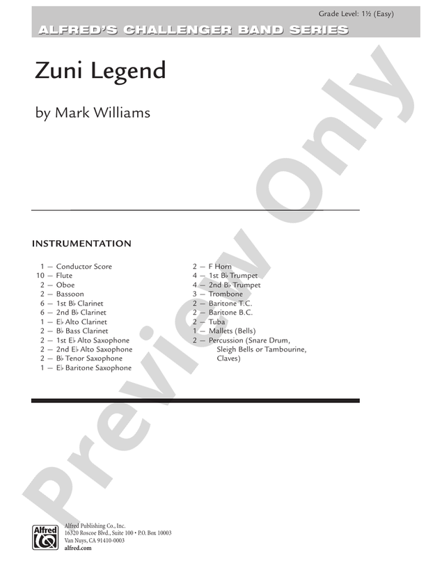Zuni Legend - Concert Band Conductor Score & Parts (Digital Download)