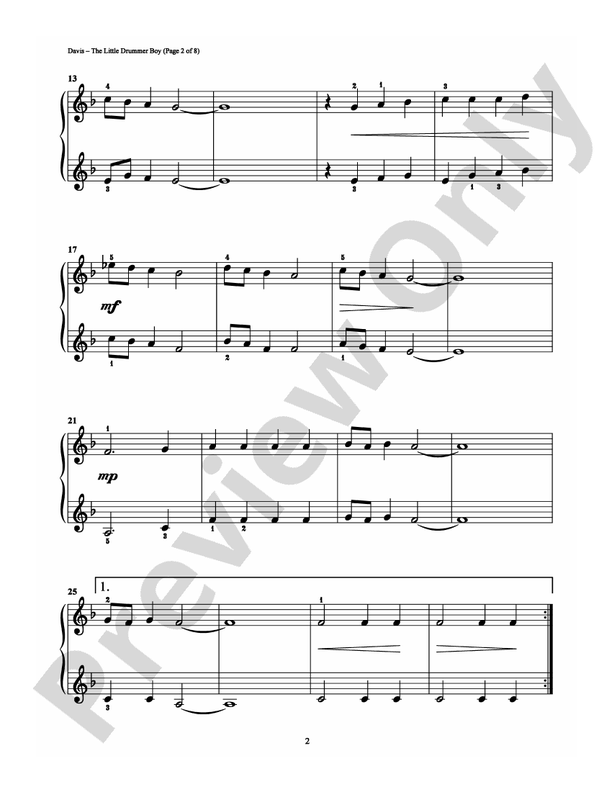 The Little Drummer Boy - 1 Piano, 4 Hands (Digital Download)