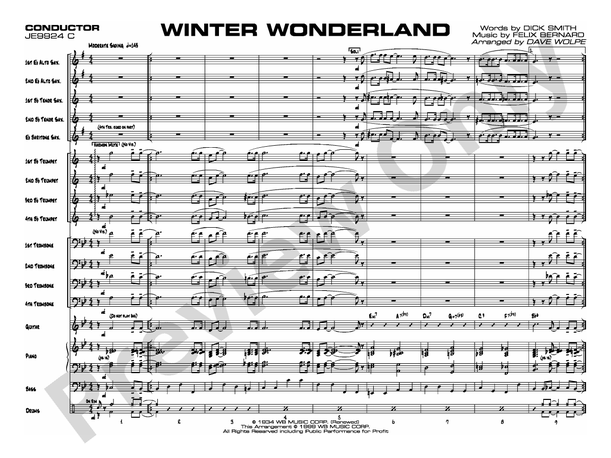 Winter Wonderland - Jazz Ensemble Conductor Score & Parts(Digital Download)