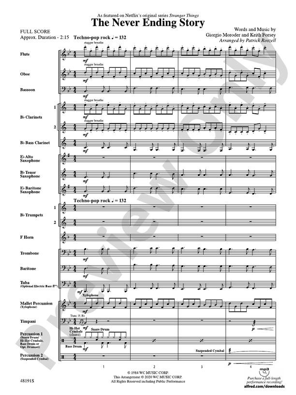 NEVER ENDING STORY,THE/PYB 2 - Concert Band Conductor Score & Parts (Digital Download)