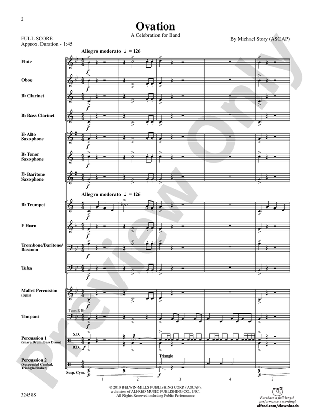 Ovation - Concert Band Conductor Score & Parts (Digital Download)