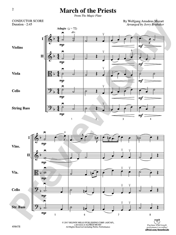 March of the Priests - String Orchestra Conductor Score & Parts (Digital Download)