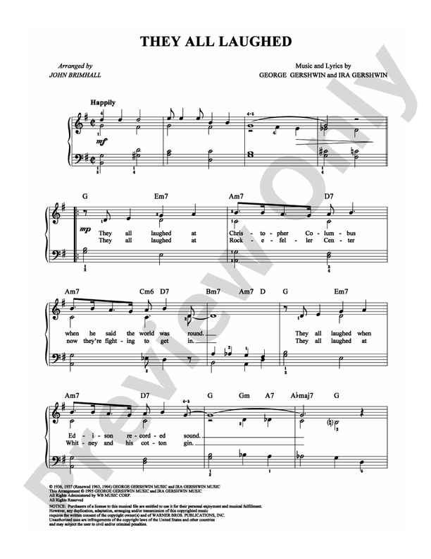 They All Laughed - Arr. John Brimhall - Easy Piano (Digital Download)