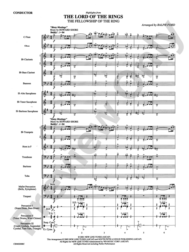 The Lord of the Rings: The Fellowship of the Ring, Highlights from - Concert Band Conductor Score & Parts (Digital Download)