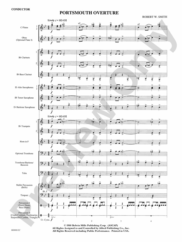 Portsmouth Overture - Concert Band Conductor Score & Parts (Digital Download)