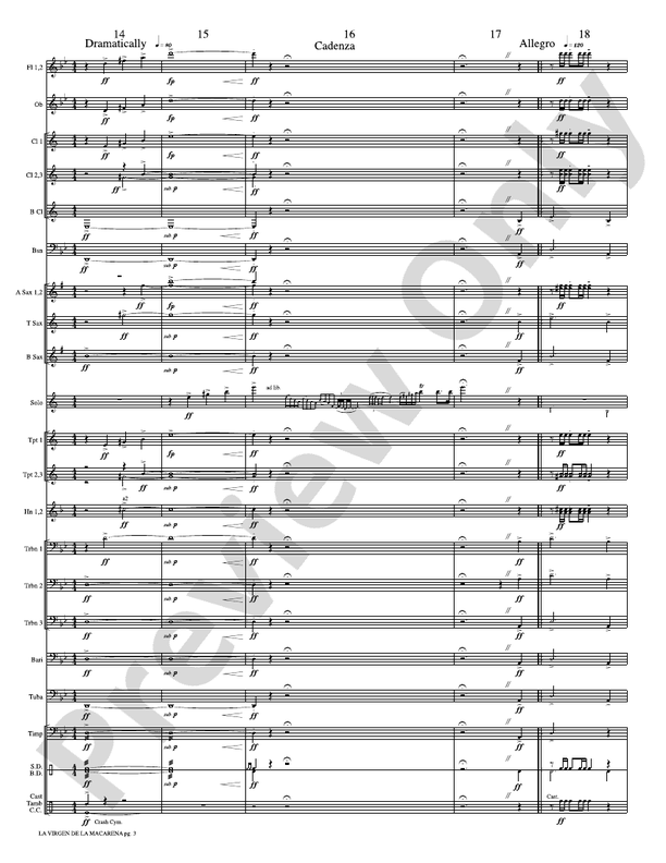 La Virgen de la Macarena (Solo Trumpet and Concert Band) - Concert Band Conductor Score & Parts (Digital Download)