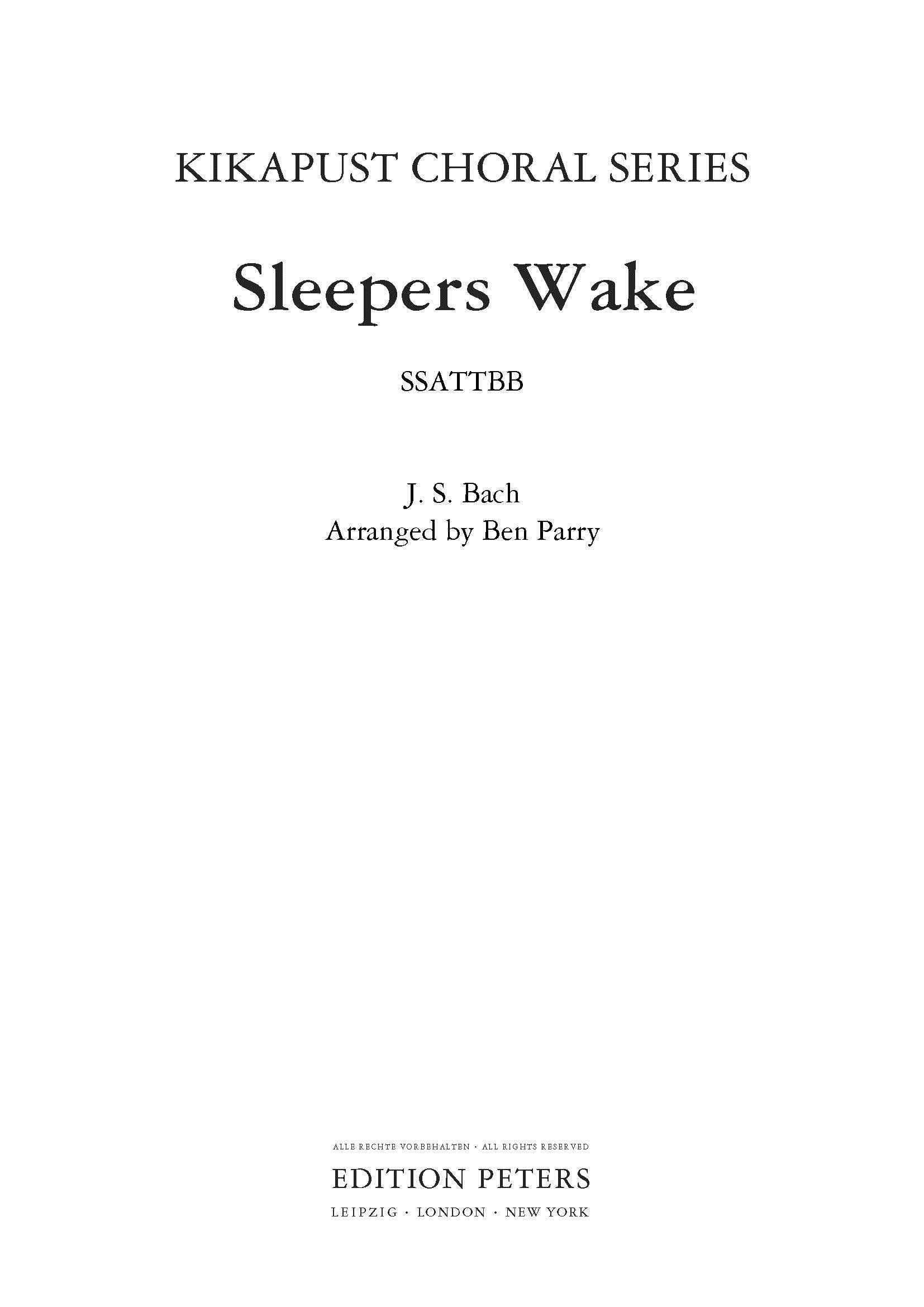 Bach - Sleepers Wake (from Cantata No.140) - SATB Vocal Score (Digital Download)