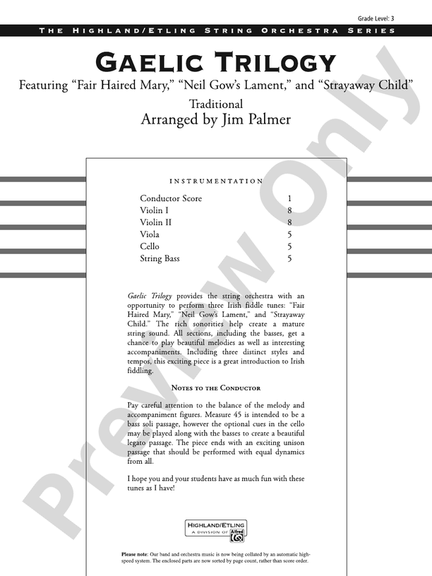 Gaelic Trilogy - String Orchestra Conductor Score & Parts (Digital Download)