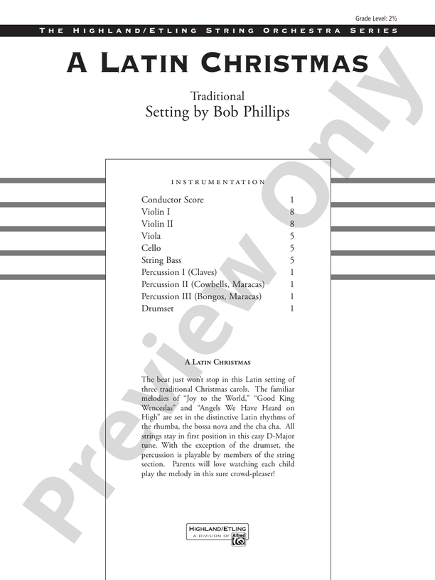 A Latin Christmas – String Orchestra Conductor Score & Parts (Digital Download)