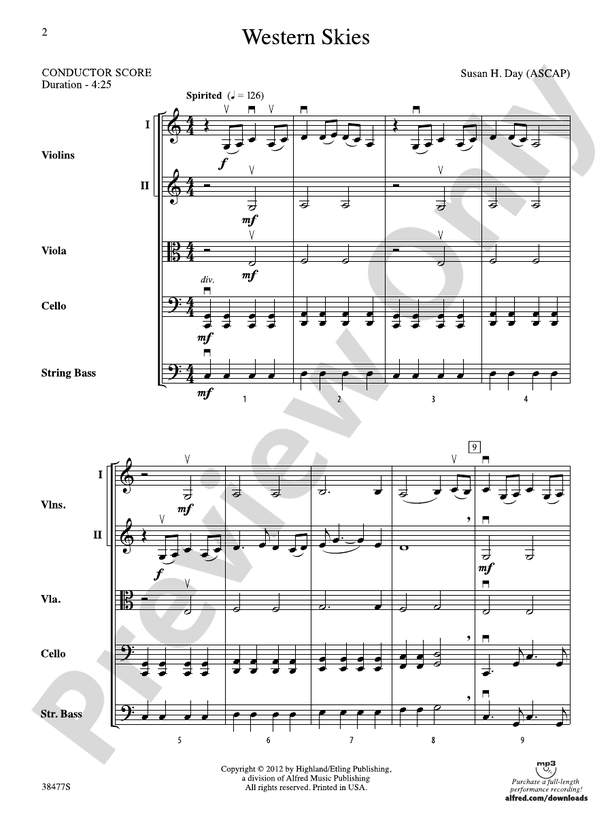 Western Skies – String Orchestra Conductor Score & Parts (Digital Download)