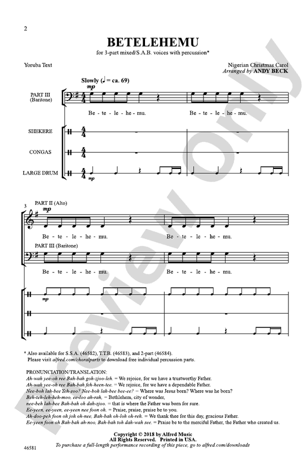Betelehemu – 3-Part Mixed / SAB, Choral Octavo (Digital Download)