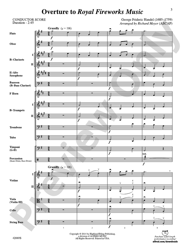 Overture to Royal Fireworks Music – Full Orchestra Conductor Score & Parts (Digital Download)