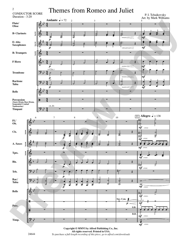 Romeo and Juliet, Themes from - Concert Band Conductor Score & Parts (Digital Download)