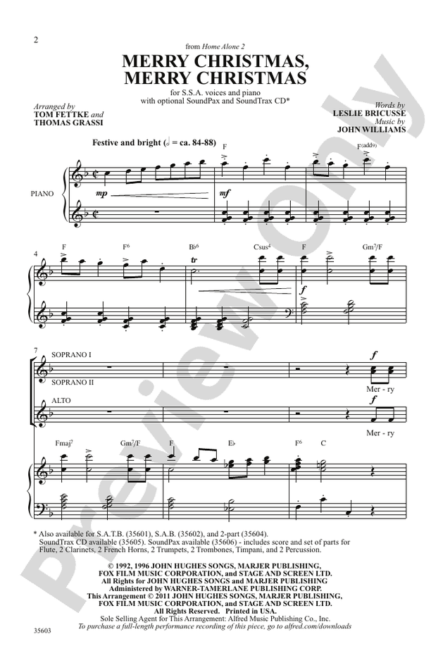 Merry Christmas, Merry Christmas (from Home Alone 2) – SSA Choral Octavo (Digital Download)