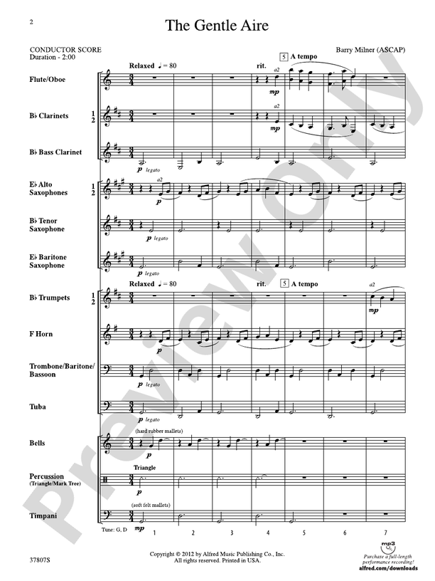 The Gentle Aire - Concert Band Conductor Score & Parts (Digital Download)