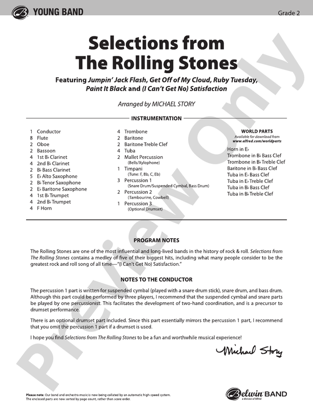 Selections from The Rolling Stones - Concert Band Conductor Score & Parts (Digital Download)