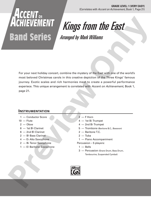 Kings from the East - Concert Band Conductor Score & Parts (Digital Download)