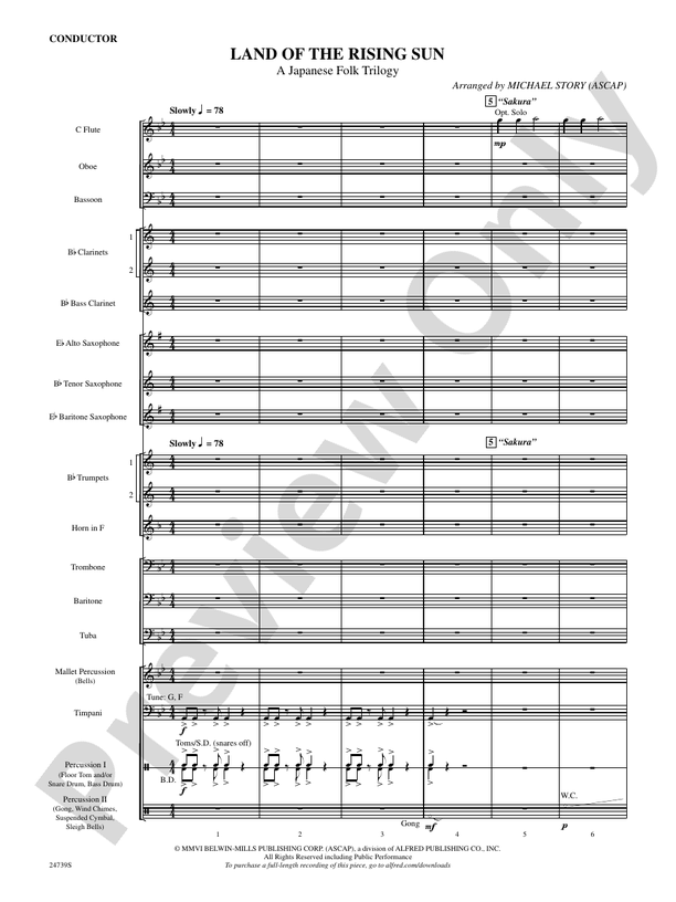Land of the Rising Sun (A Japanese Folk Trilogy) - Concert Band Conductor Score & Parts (Digital Download)