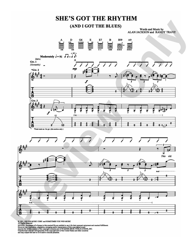 She's Got the Rhythm (And I Got the Blues) - Guitar TAB (Digital Download)