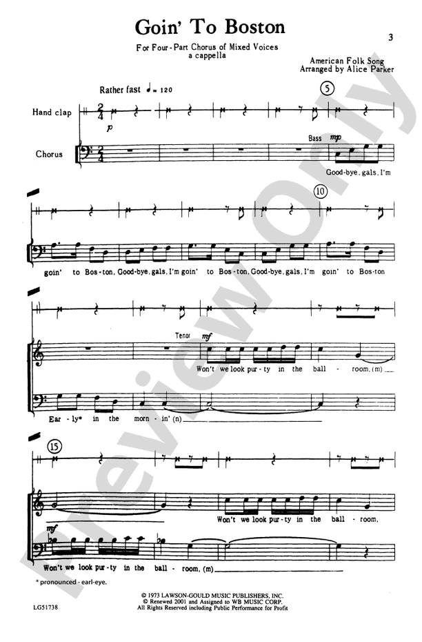 Goin' to Boston (American Folk Song) – SATB Choral Octavo (Digital Download)