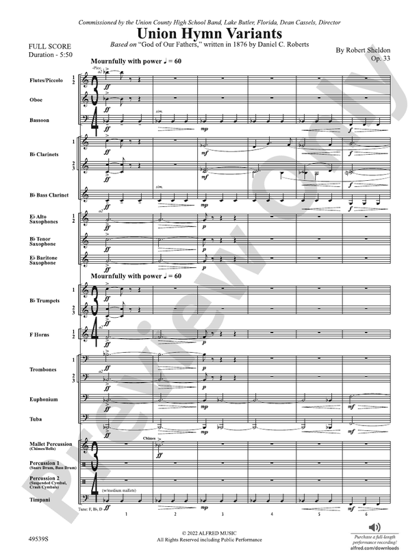 Union Hymn Variants - Concert Band Conductor Score & Parts (Digital Download)