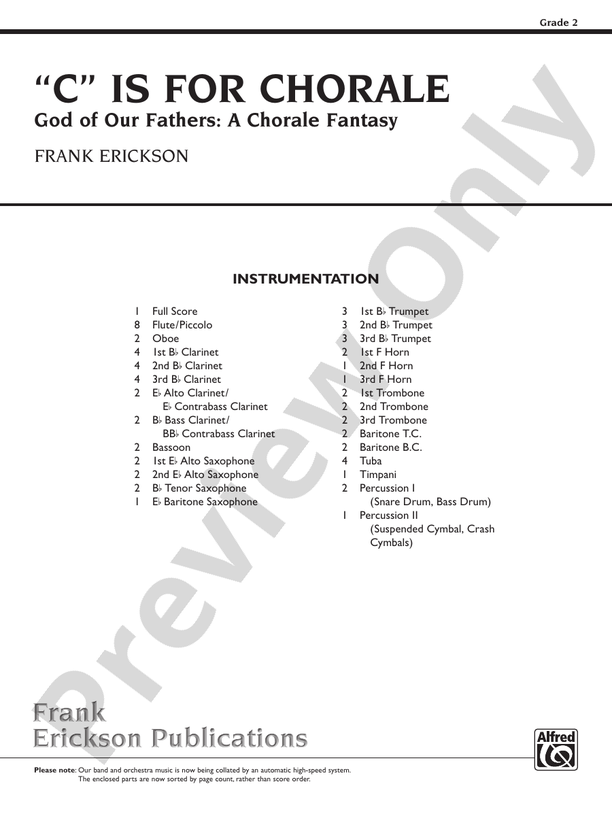"C" Is for Chorale (God of Our Fathers: A Chorale Fantasy) - Concert Band Conductor Score & Parts (Digital Download)
