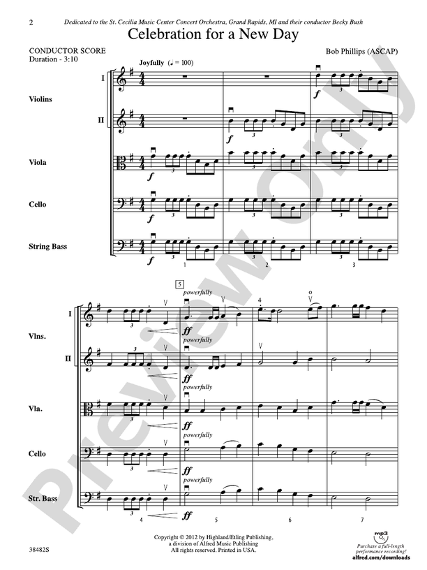 Celebration for a New Day – String Orchestra Conductor Score & Parts (Digital Download)