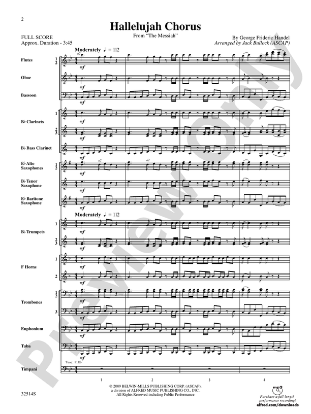 Hallelujah Chorus (From The Messiah) - Concert Band Conductor Score & Parts (Digital Download)