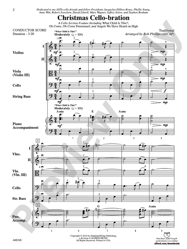 Christmas Cello-bration - String Orchestra Conductor Score & Parts (Digital Download)