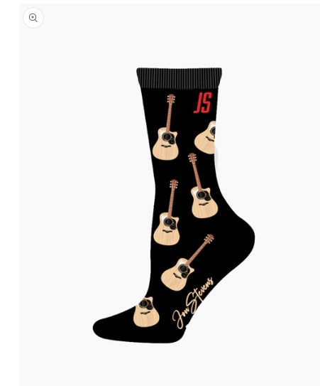 Womens Guitar Socks Black with Brown Classical Guitars 'The Guitar' by Jon Stevens Bamboo