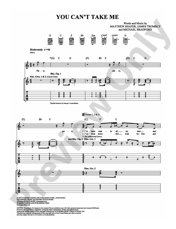 You Can't Take Me - Guitar TAB (Digital Download)
