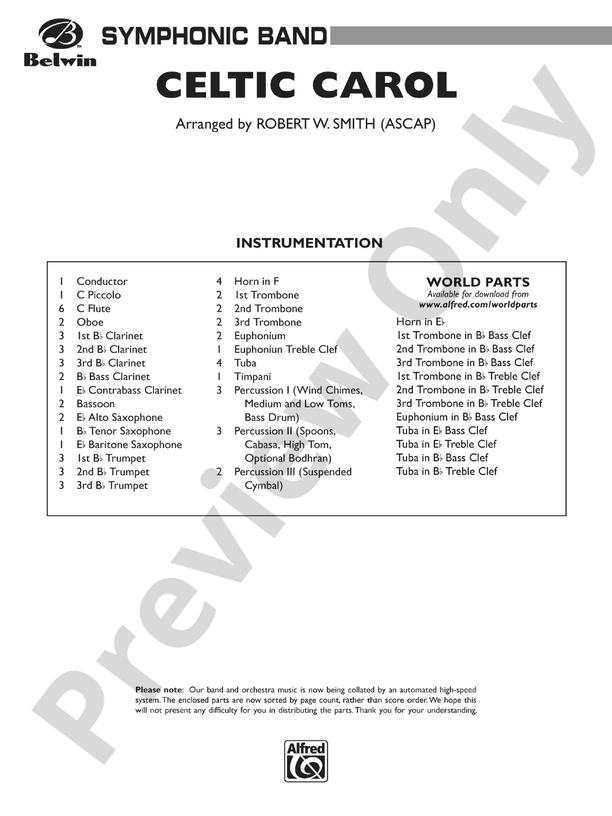 Celtic Carol - Concert Band Conductor Score & Parts (Digital Download)