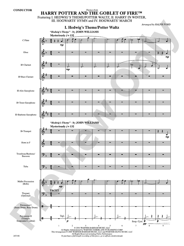Harry Potter and the Goblet of Fire, Themes from - Concert Band Conductor Score & Parts (Digital Download)