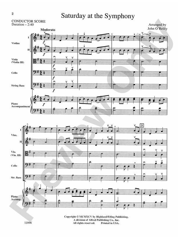Saturday at the Symphony – String Orchestra Conductor Score & Parts (Digital Download)