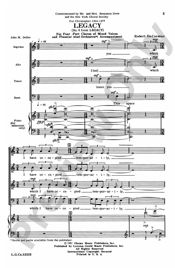 Legacy - SATB Choral Octavo (Digital Download)