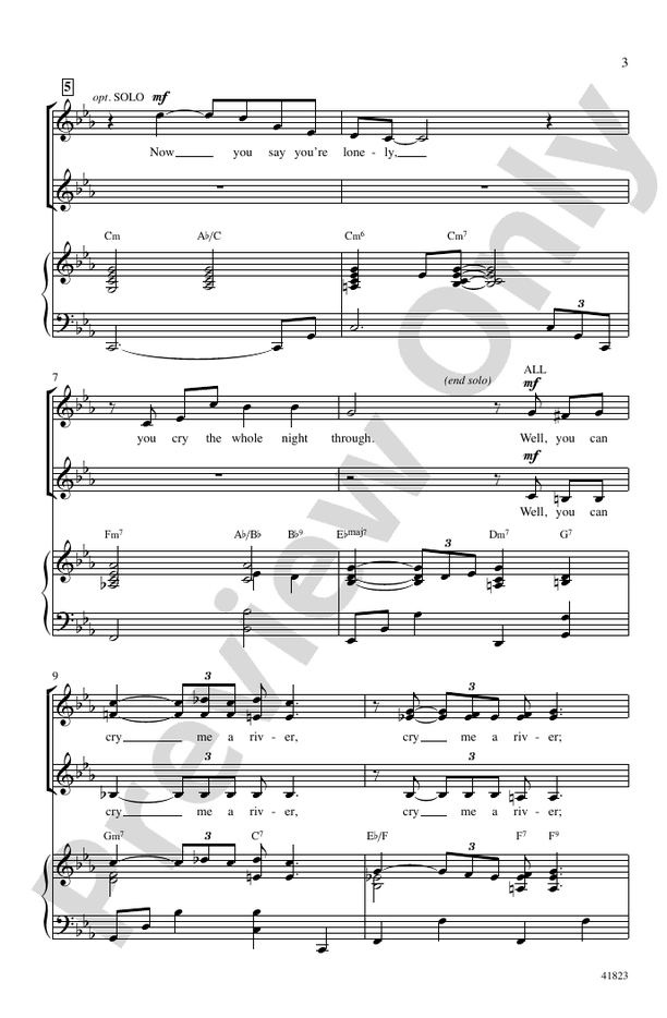 Cry Me a River – SSA Choral Octavo (Digital Download)