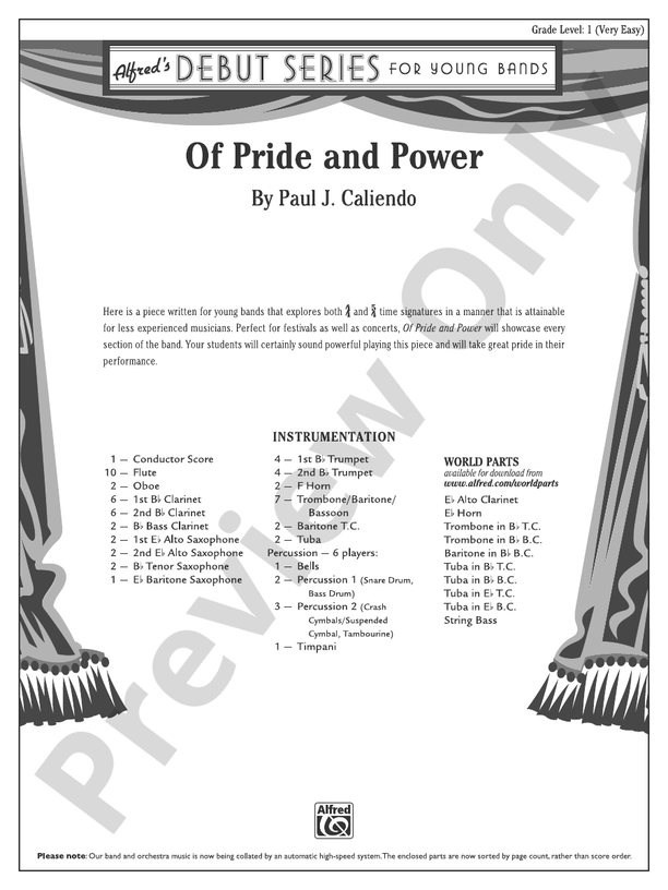 Of Pride and Power - Concert Band Conductor Score & Parts (Digital Download)