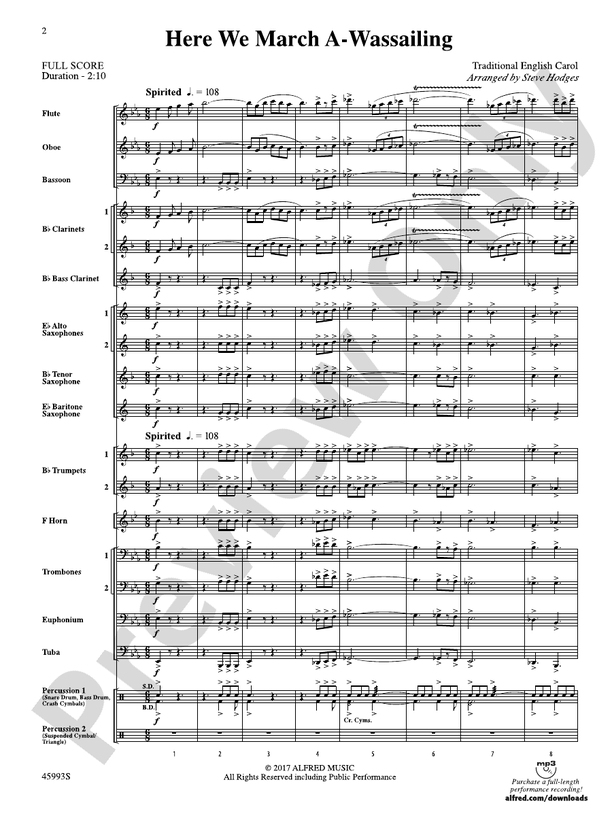 Here We March A-Wassailing - Concert Band Conductor Score & Parts (Digital Download)