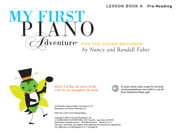 My First Piano Adventure Lesson Book A - Pre Reading - Piano/Online Audio Access by Faber/Faber Hal Leonard 420259