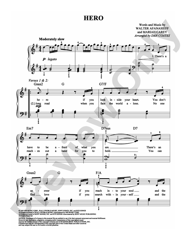 Hero - Arr. Dan Coates (DSM-PS-0009522) - Easy Piano (Digital Download)