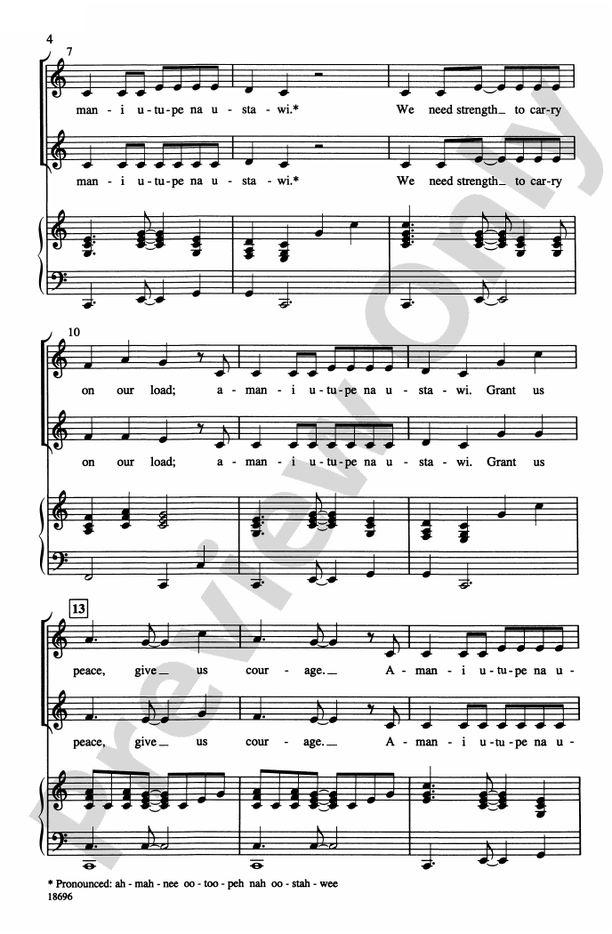 Amani Utupe (Swahili-Grant Us Peace, Give Us Courage) - 2-Part Choral Octavo (Digital Download)