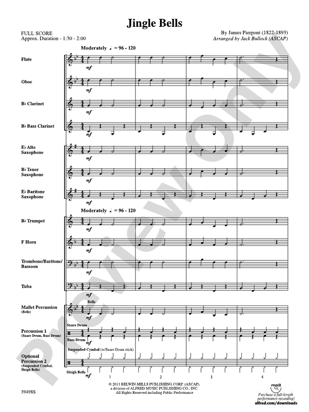Jingle Bells - Concert Band Conductor Score & Parts (Digital Download)